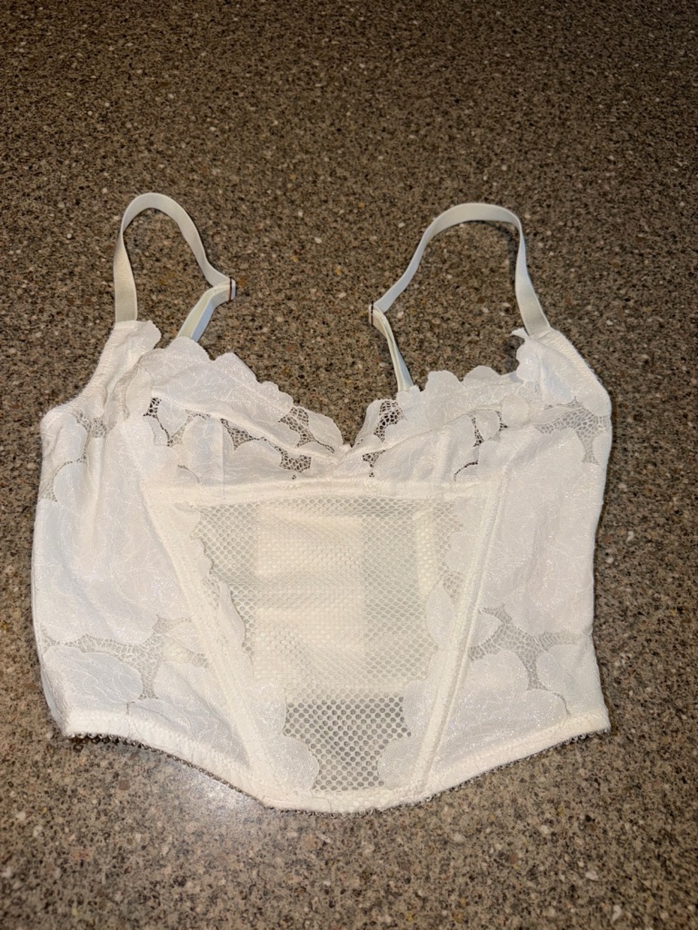 Savage X Fenty White Lace Bustier Crop Top